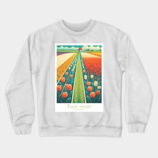 Colorful Dutch Tulip Fields in Retro Vintage Style Crewneck Sweatshirt